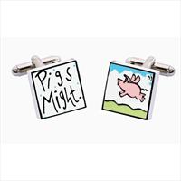Sonia Spencer Pigs Might Fly Bone China Cufflinks by