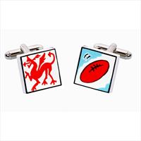 Sonia Spencer Welsh Rugby Bone China Cufflinks by
