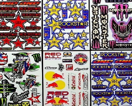 Sonic 6 Sheets Motocross stickers KD Rockstar bmx bike Scooter Moped army Decal MX Promo Stickers