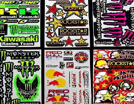 Sonic 6 Sheets Motocross stickers KW Rockstar bmx bike Scooter Moped army Decal MX Promo Stickers