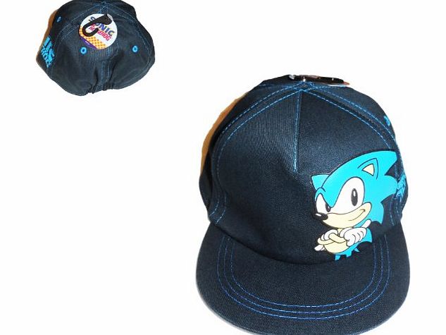 Sonic The Hedgehog Kids Sonic The Hedgehog FLAT BASEBALL Cap Hat Official NAVY Character Ex Store CAPS (4-8 YEARS)