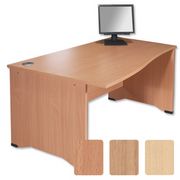 S5 1600 Panel-end Desk Wave Left-Hand W1600xD1000-800xH730mm Beech