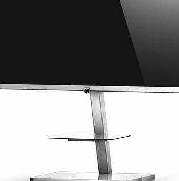 Sonorous White and Silver LED TV Stand with Shelf