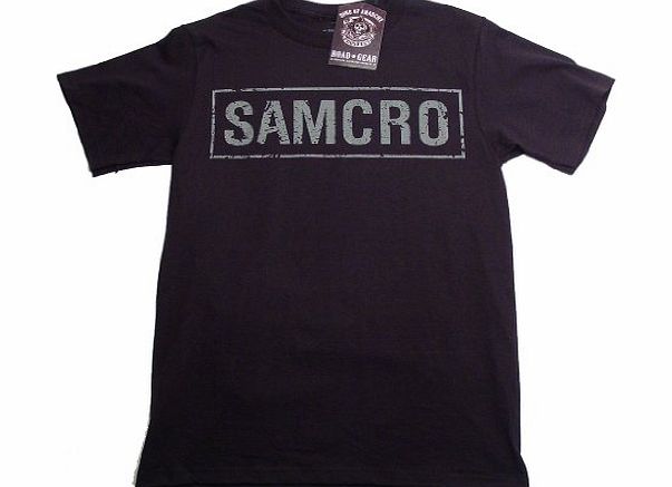  Samcro Banner Black Adult T-Shirt Tee (Adult Small)