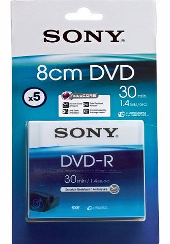 Sony 5 Pack 8cm DVD-R 30 Min - Blister