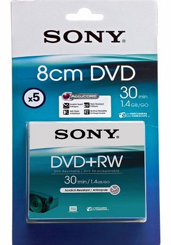 Sony 5 Pack 8cm DVD RW 30 Min - Blister