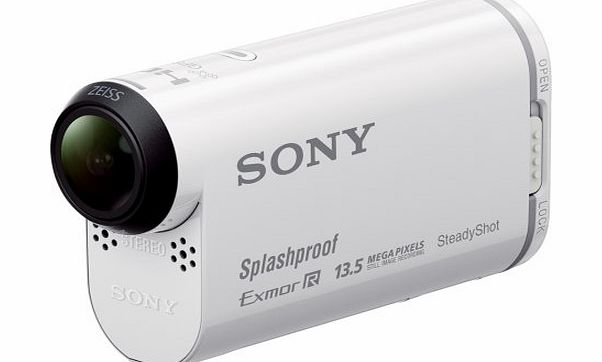 Sony Action Cam-HDR-AS100V - Action camera - mountable - High Definition - 13.5 Mpix - Carl Zeiss - flash card - Wi-Fi - underwater up to 60m - white(HDR-AS100V)