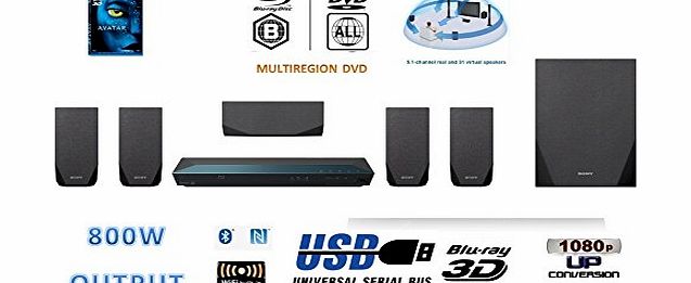 BDVE2100 3D Blu-ray Home Cinema System with MULTIREGION DVD playback & Bluetooth/NFC . Includes special edition 3D Avatar Bluray Disc