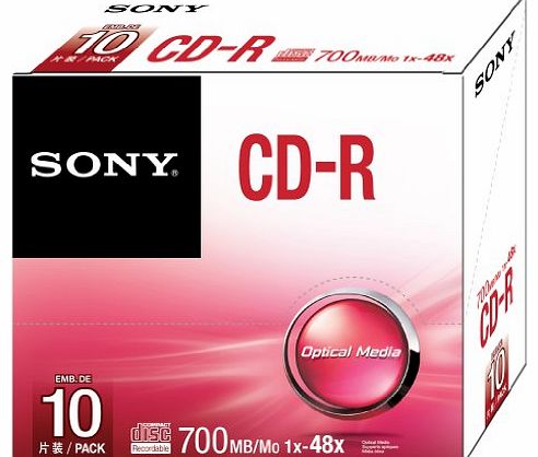 CD-R 700Mb/80minutes Slim Case Pack of 10 10CDQ80SS