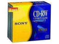 CD-RW Media 10x 74Min 650MB 10 pack Slim case