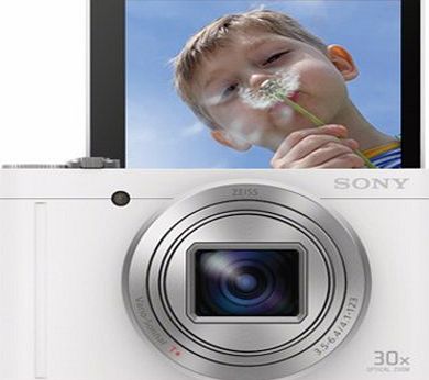 Sony DSCWX500 Digital Compact High Zoom Travel Camera with 180 Degrees Tiltable LCD Screen (18.2 MP, 30 x Optical Zoom, Wi-Fi, NFC) - White