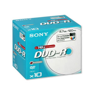 Sony DVD-R Recordable Disk Inkjet Printable