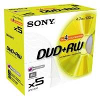 SONY DVD RW 4.7GB 4X 5 PACK JEWEL CASE