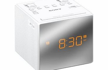 Sony ICF-C1T FM/AM Dual Alarm Clock Radio with Mirror Finish - White