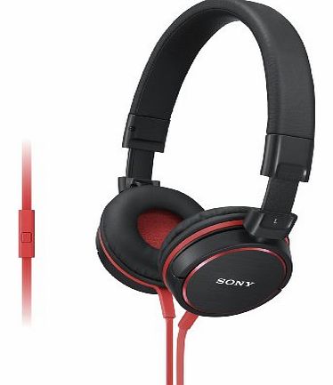 Sony Noise Isolating Headphones with Smartphone Control, Mic, Cord - Red