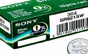 Sony One (1) X Sony 364 SR621SW Silver Oxide Watch Battery 1.55v Blister Packed