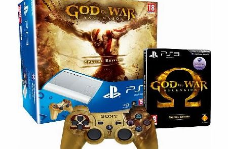 PlayStation 3 Limited Edition White 500GB Super Slim Console with God of War Ascension Special Edition and Branded Dualshock 3 Controller (PS3)