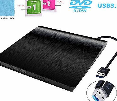 Sonyabecca USB 3.0 External DVD Burner, Sonyabecca DVD-R DVD-RW CD-R CD-RW DVD Writer amp; Read DVD SuperDrive for all Laptops PC with USB 3.0 USB 2.0 for MAC, Laptops, Desktops and Notebooks(Black).