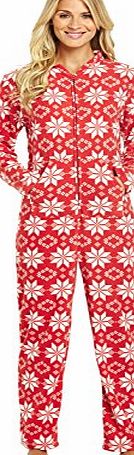Sorbet Christmas Fairisle Onesie In Red Plus Size 18 / 20
