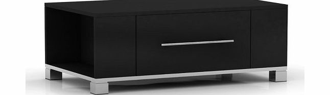 SORRENTO Coffee Table Black 1 Drawer Occasional Reception Table Silver Handles Sorrento