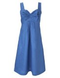 Great Plains Womens J1AD1 Hummingbird Linen Bow Dress, Lido Blue, L
