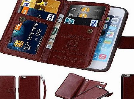 SOUNDMAE iPhone 7 Case,iPhone 7 Detachable Wallet Case,Soundmae Multi-function 2-in-1 Magnetic Separable Removable PU Leather Wallet Case Flip Cover With Credit Card Holder for iPhone 7[Brown]