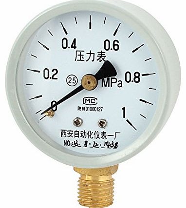 1/4PT Thread 0-1Mpa Pneumatic Air Pressure Measuring Gauge Light Gray