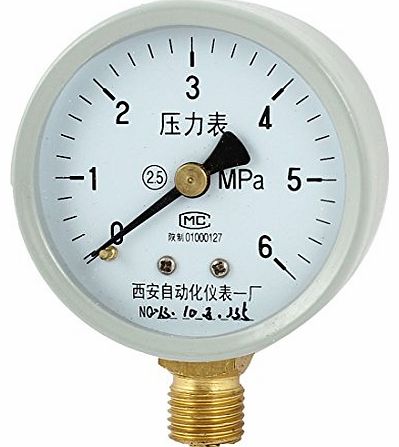 1/4PT Thread 0-6Mpa Pneumatic Air Pressure Measuring Gauge Light Gray