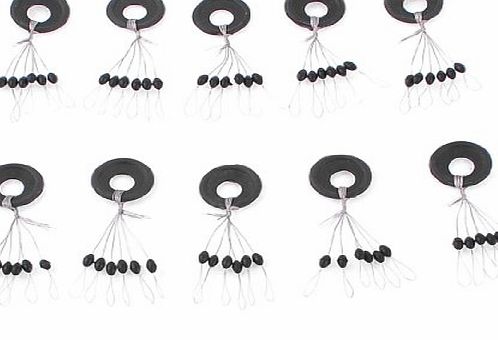 Sourcingmap 10 Pcs 6 in 1 Black Rubber Oval Stop Bead Ring Fishing Bobber Stopper