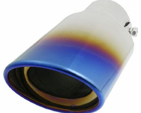 Sourcingmap 2.2`` Inlet Silver Tone Titanium Blue Tail Exhaust Pipe Muffler Tip