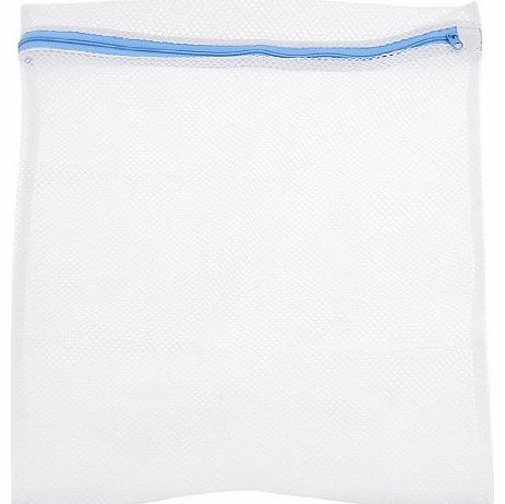 49cm x 37cm White Blue Meshy Silk Bra Clothes Washing Zippered Bag Wash Holder
