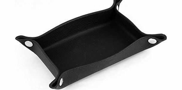 Sourcingmap Black Car Dashboard Faux Leather Valet Tray Catch All 21 x 18cm