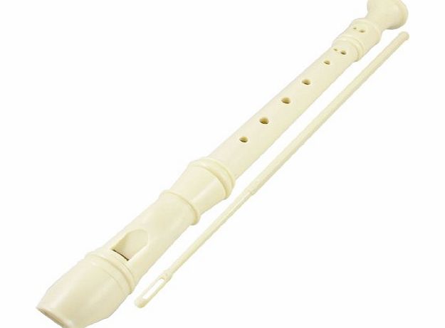 Sourcingmap Children Off White Plastic 8 Holes Flute Recorder Music Instrument w Cleaning Rod