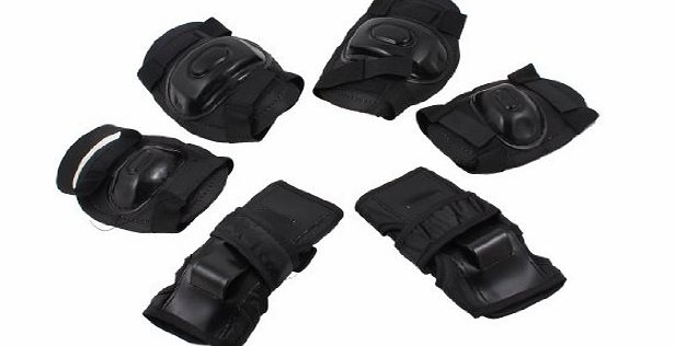 Sourcingmap Kids 3 Pairs Black Cycling Skating Elbow Knee Palm Support Protectors Set
