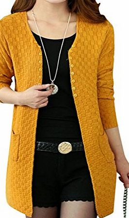Sourcingmap Lady Front Opening Buttons Decor Long Sleeve Knitting Cardigan