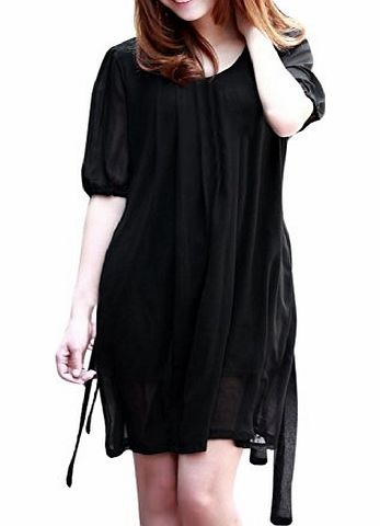 Sourcingmap Maternity Pregnancy Solid Color Short Sleeve Knee-length Chiffon Dress