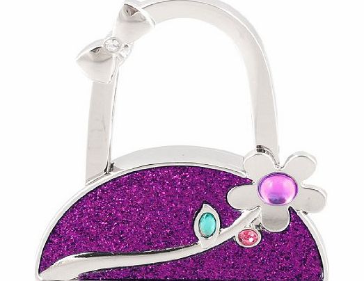 Sourcingmap Purple Powder Inlaid Flower Design Handbag Folding Hook Table Holder