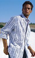 Mens Bleached Stripe Crinkle Shirt