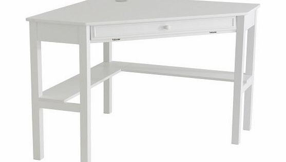 Southern Enterprises, Inc. Home Office Corner Computer Desk with Retractable Keyboard, Chic White