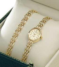 Ladies 9CT Gold Hallmarked Gold Plated Watch and Bracelet Gift Set - Jewellery