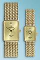 ladies and gents 9ct gold diamond set dial watch