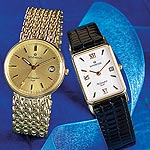 Mens 9ct. Round Champagne Dial Bracelet Watch