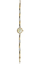 Womens 9Ct Gold 2-Colour Mother Of Pearl Dial Bracelet Watch