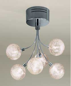 Space 6 Light Crackle Glass Shaded Celing Fitting