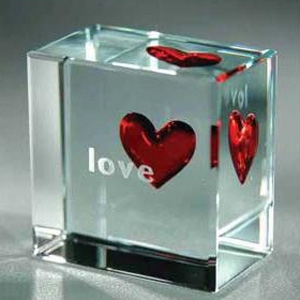 Love Glass Paperweight
