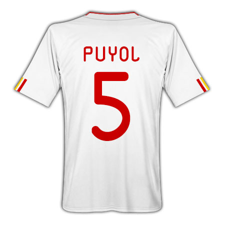 Spain Adidas 2011-12 Spain Away Football Shirt (Puyol 5)