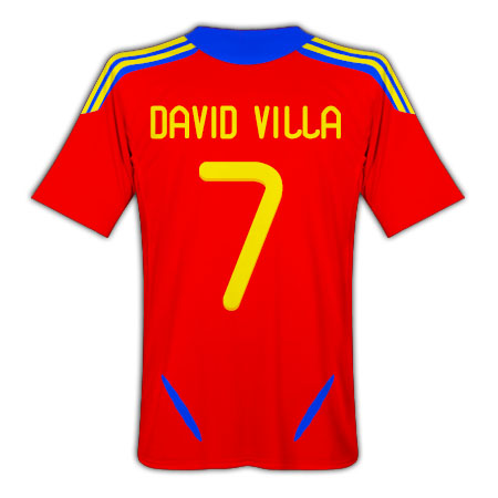 Spain Adidas 2011-12 Spain Home Football Shirt (David Villa 7)