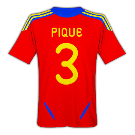 Spain Adidas 2011-12 Spain Home Football Shirt (Pique 3)
