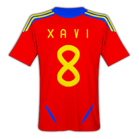 Spain Adidas 2011-12 Spain Home Football Shirt (Xavi 8)