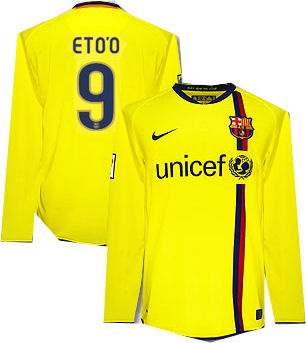 Nike 08-09 Barcelona L/S away (Etoo 9)